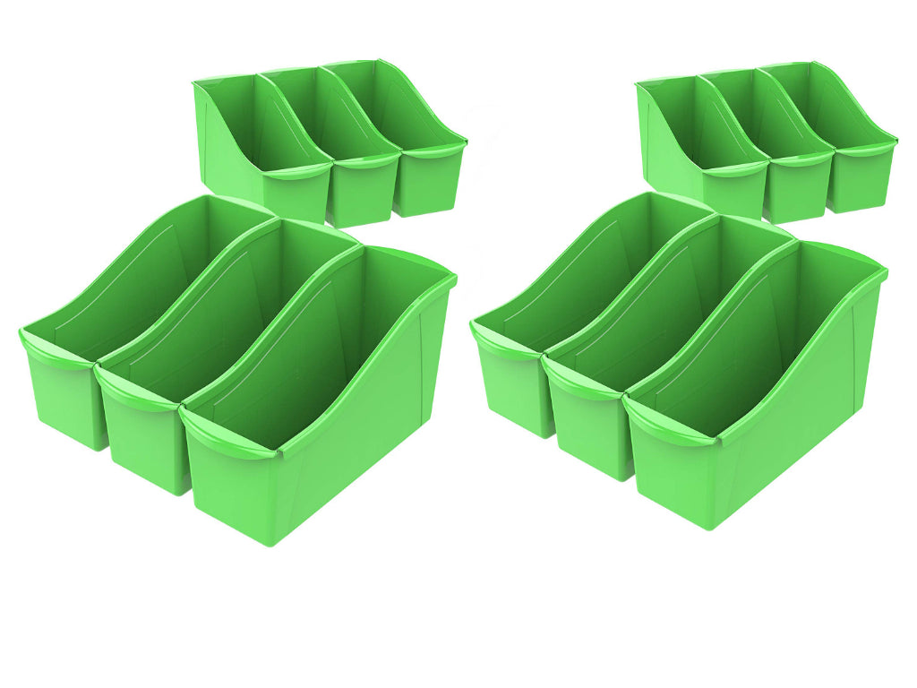 Storex Large Book Bin, Green, 12 Units