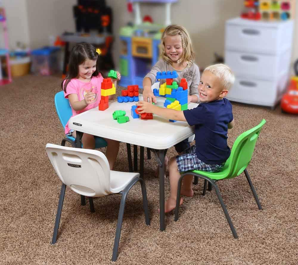 LIFETIME 80472 Kids Stacking Chair High Density Polyethylene Glacier Blue