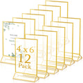 12 Pieces Gold Frames Clear Acrylic Sign Holder Double Sided Menu Display Stand with Gold Borders 2mm Table Number Holder for We