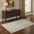4 X 6 Teal Orange And Ivory Medallion Area Rug