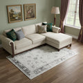 8 X 10 Charcoal And Ivory Floral Distressed Area Rug