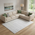 6 X 9 Ivory And Gray Geometric Distressed Area Rug