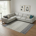 8 X 10 White And Charcoal Geometric Area Rug