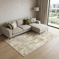 9 X 12 Ivory Gold And Brown Abstract Washable  Area Rug