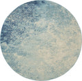 HomeRoots Navy/Light Blue 100% Polypropylene 8 Round Light Blue and Ivory Abstract Sky Area Rug