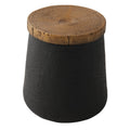 Sunbury Small Outdoor Side Table, 13' W Black Outdoor End Tables For Patio, Accent Side Table, Outdoor Garden Stool Wooden-Look Top Concrete Side Table For Livingroom Bedroom, Garden, Backyard