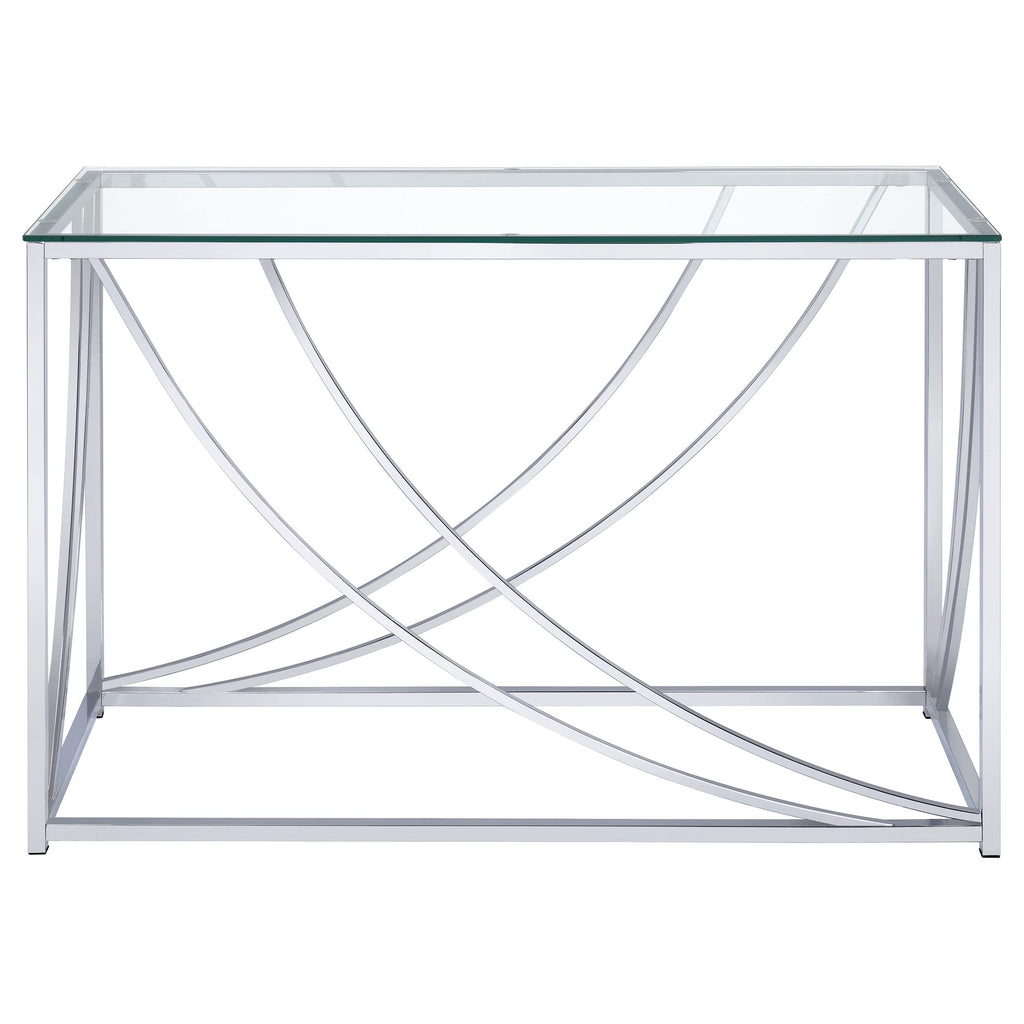 Coaster Home Furnishings Lille Glass Top Rectangular Sofa Table Accents Chrome