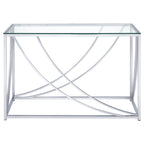 Coaster Home Furnishings Lille Glass Top Rectangular Sofa Table Accents Chrome