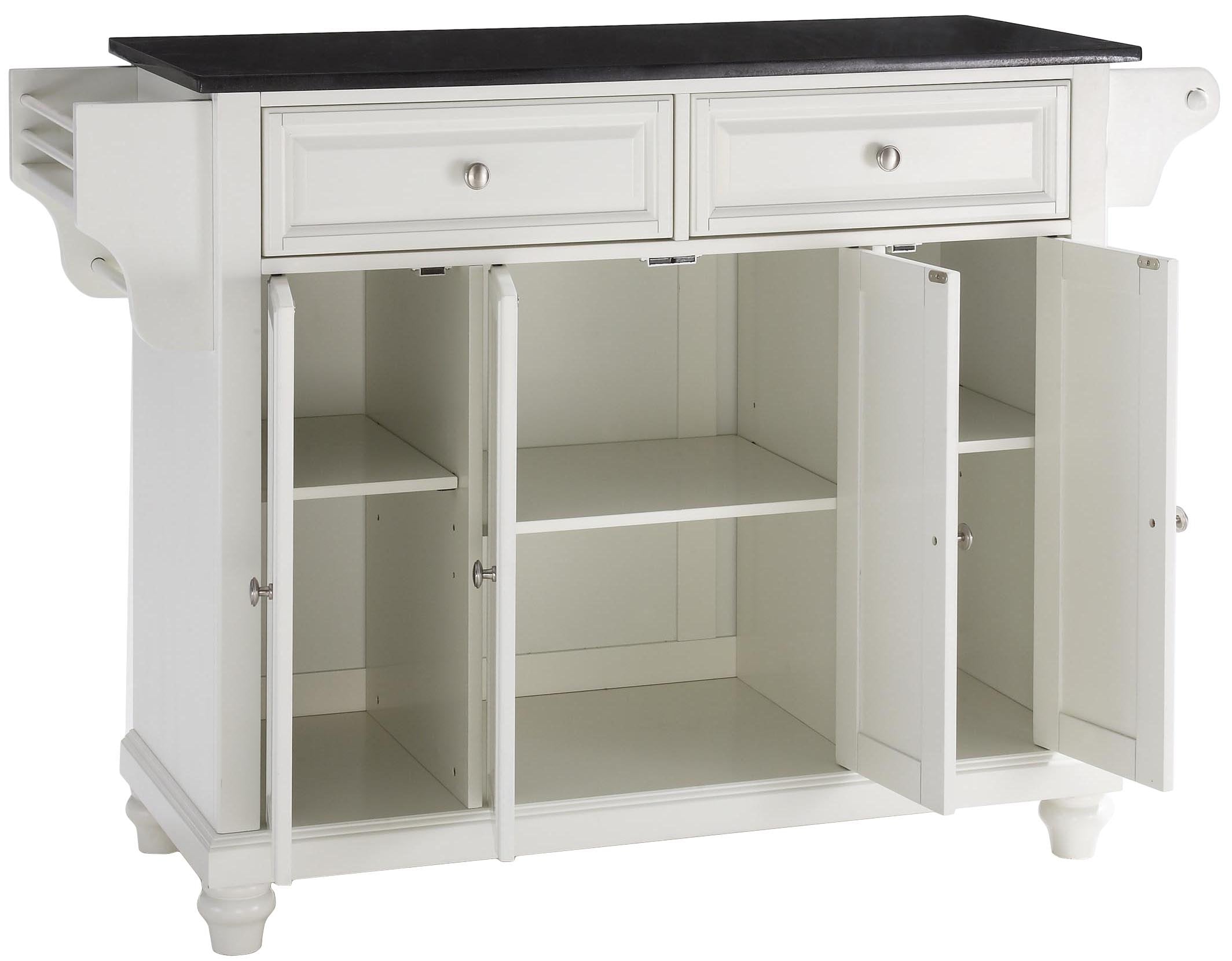 Crosley Furniture Cambridge Granite Top Rolling Kitchen Island Storage Cart, Microwave Stand, Spice Rack, White