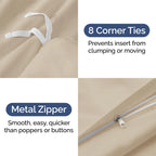 Duvet Cover Queen Size Set - Extra Soft Queen Size Duvet Cover - 90' X 90' Queen Duvet Cover W/ 2 Pillow Shams - Hotel Luxury, Easy Care & Fade Free - Comforter Cover W/ Zipper Closures & Ties (Wheat)