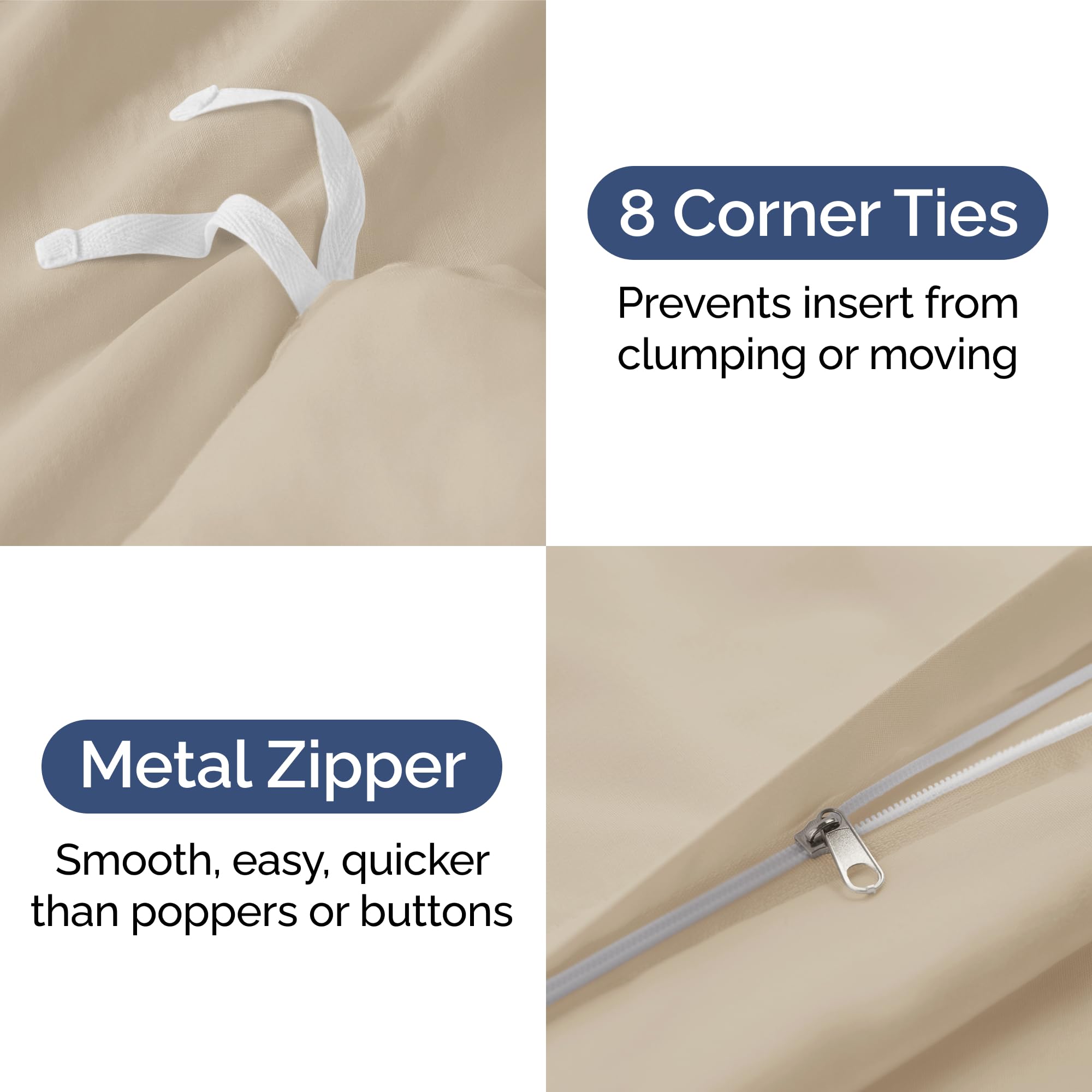 Duvet Cover King Size Set - Extra Soft King Size Duvet Cover 104 X 90 With 2 Pillow Shams - Hotel Luxury, Easy Care And Fade Free With Zipper Closures & Ties - Comfy, Breathable Bedding Set (Wheat)