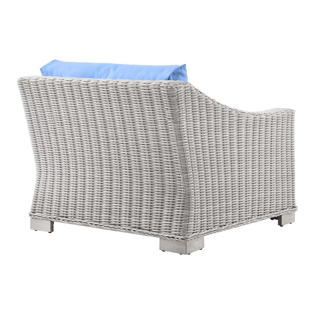 Modway Conway Outdoor Patio Wicker Rattan, Left-Arm Chair, Light Gray Light Blue