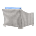 Modway Conway Outdoor Patio Wicker Rattan, Left-Arm Chair, Light Gray Light Blue