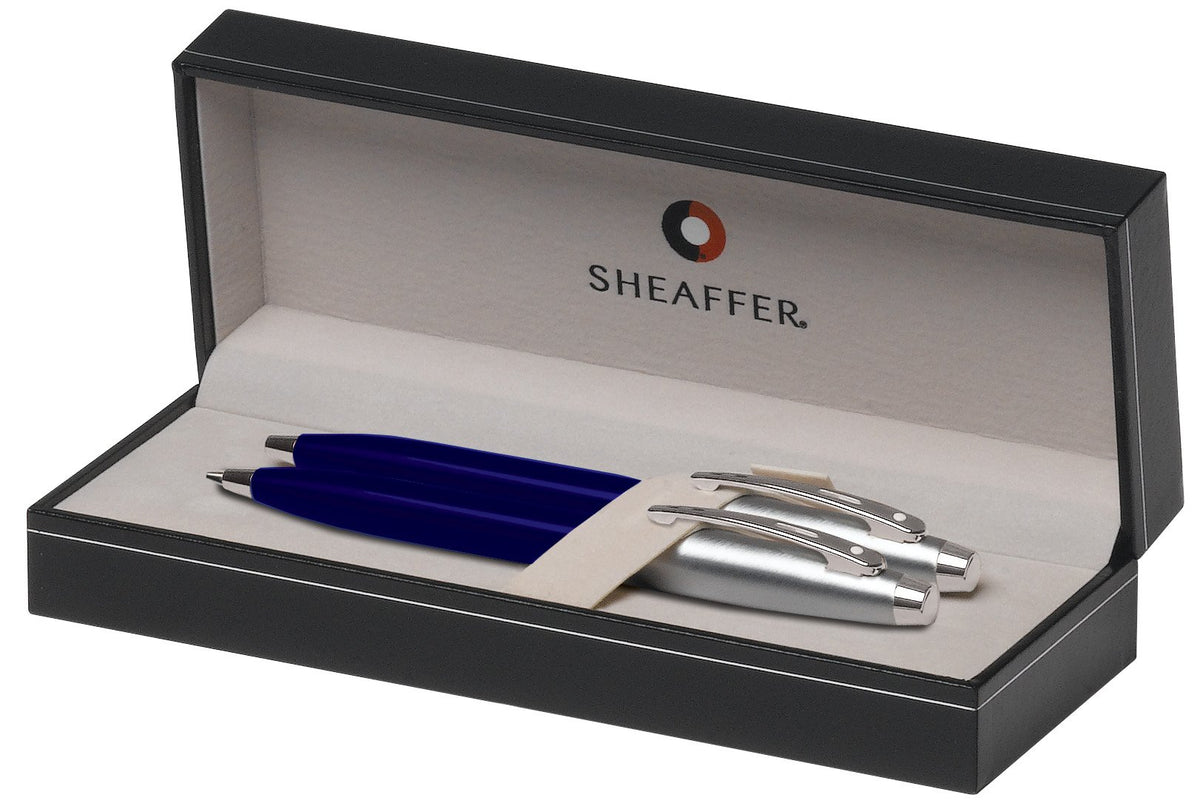 Sheaffer Gift Collection Series Ball Point And Mechanical Pencils Set, Blue Translucent Finish With Satin Chrome Plate Trim (Sh/