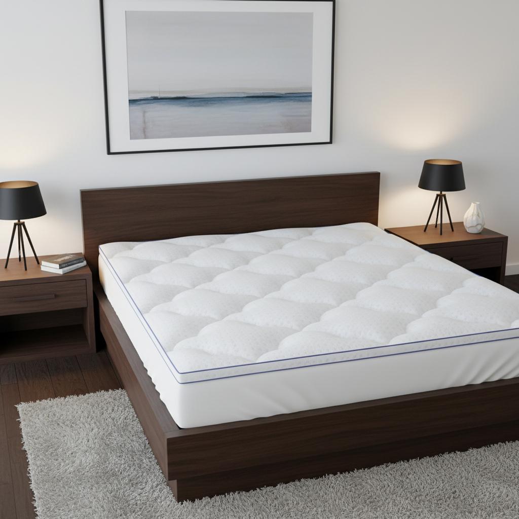 2 White Cotton Full Double Mattress Topper