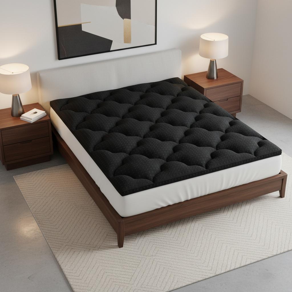 2 Black Cotton California King Mattress Topper