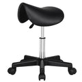 Yaheetech Saddle Stool Rolling Saddle Chair with Wheels Swivel Adjustable Stools for Hair Stylist/Lash Tech PU Leather Tattoo Ma