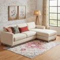 8 X 10 Blue Pink And White Medallion Washable Area Rug