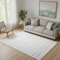 5 X 7 Off White And Gray Geometric Washable Area Rug