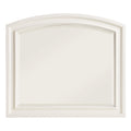 Benjara Wooden Mirror with Raised Edges and Curved Top, White