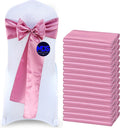 Mds Pack Of 50 Pcs Satin Chair Sashes Charmeuse Sateen Dining Chair Bows Ribbon Ties Back Sash For Wedding Party Birthday Home Hotel Restaurant Banquet Decoration (7 X 108 Inch, Dusty Pink)