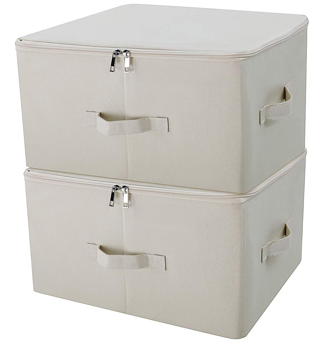 iwill CREATE PRO Collapsible Rigid Storage Bins with Lid, Shelves Clothes Storage Cubes, Tide Up Your Wardrobe, Beige, Set of 2