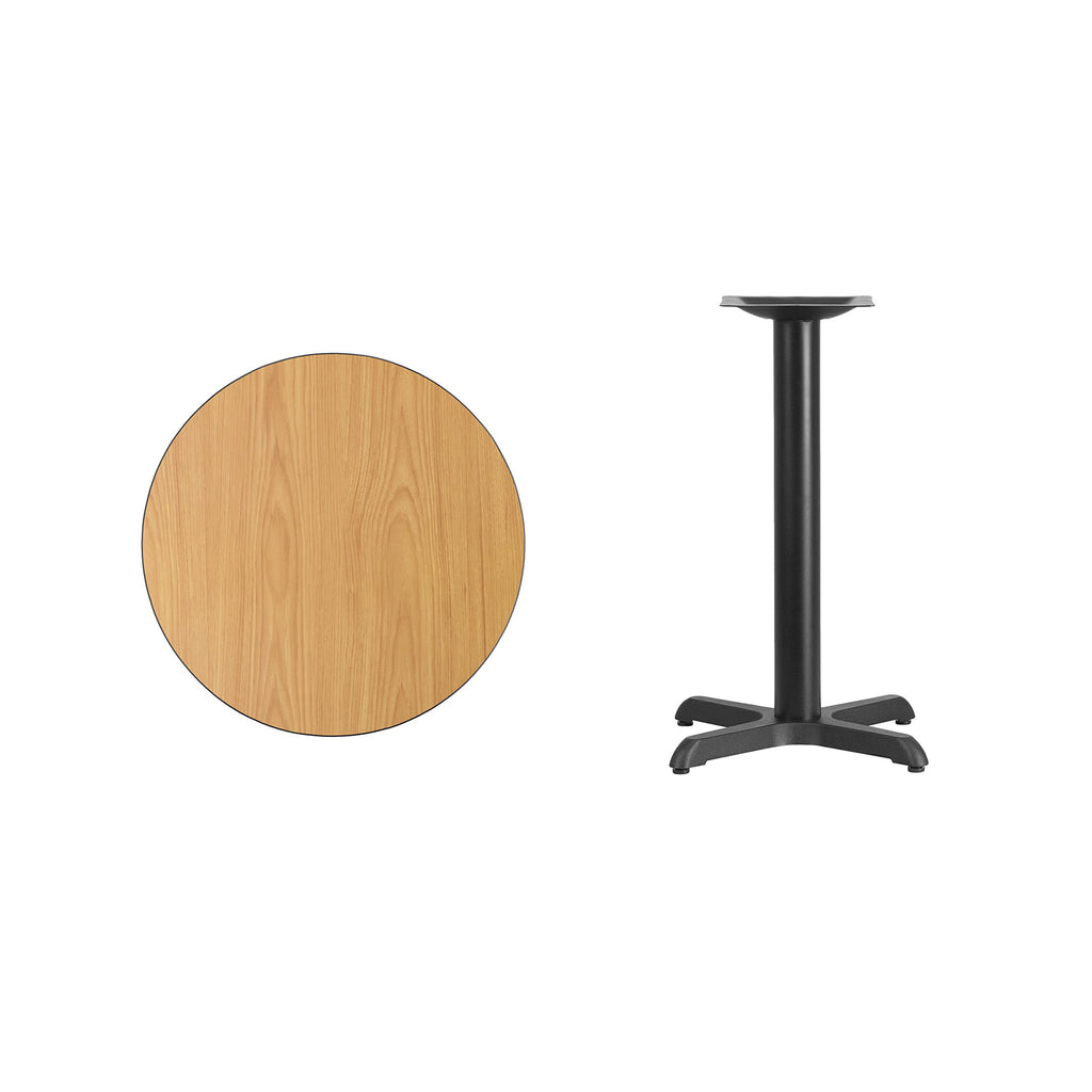 Flash Furniture 24'' Round Natural Laminate Table Top with 22'' x 22'' Table Height Base