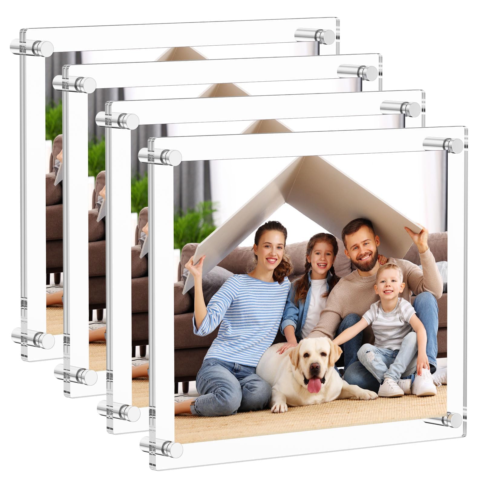 AITEE 8.5x11 Acrylic Picture Frames 4 Pack, Clear Picture Frames for Wall, Modern Frameless picture Frames Lucite Transparent Sq