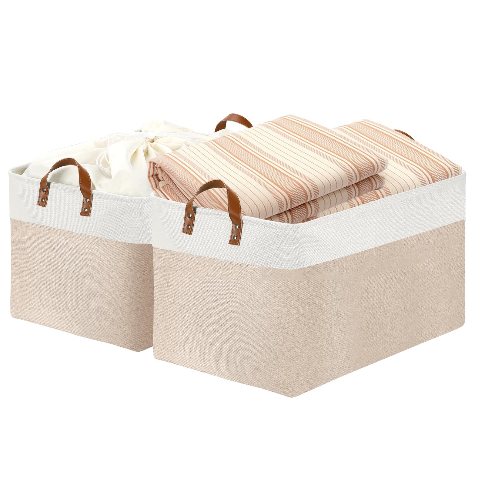 DULLEMELO Extra Large Baskets for Organizing, 22' X 15' X 13' Rectangle Fabric Storage Bins, Foldable Blanket Basket Living R