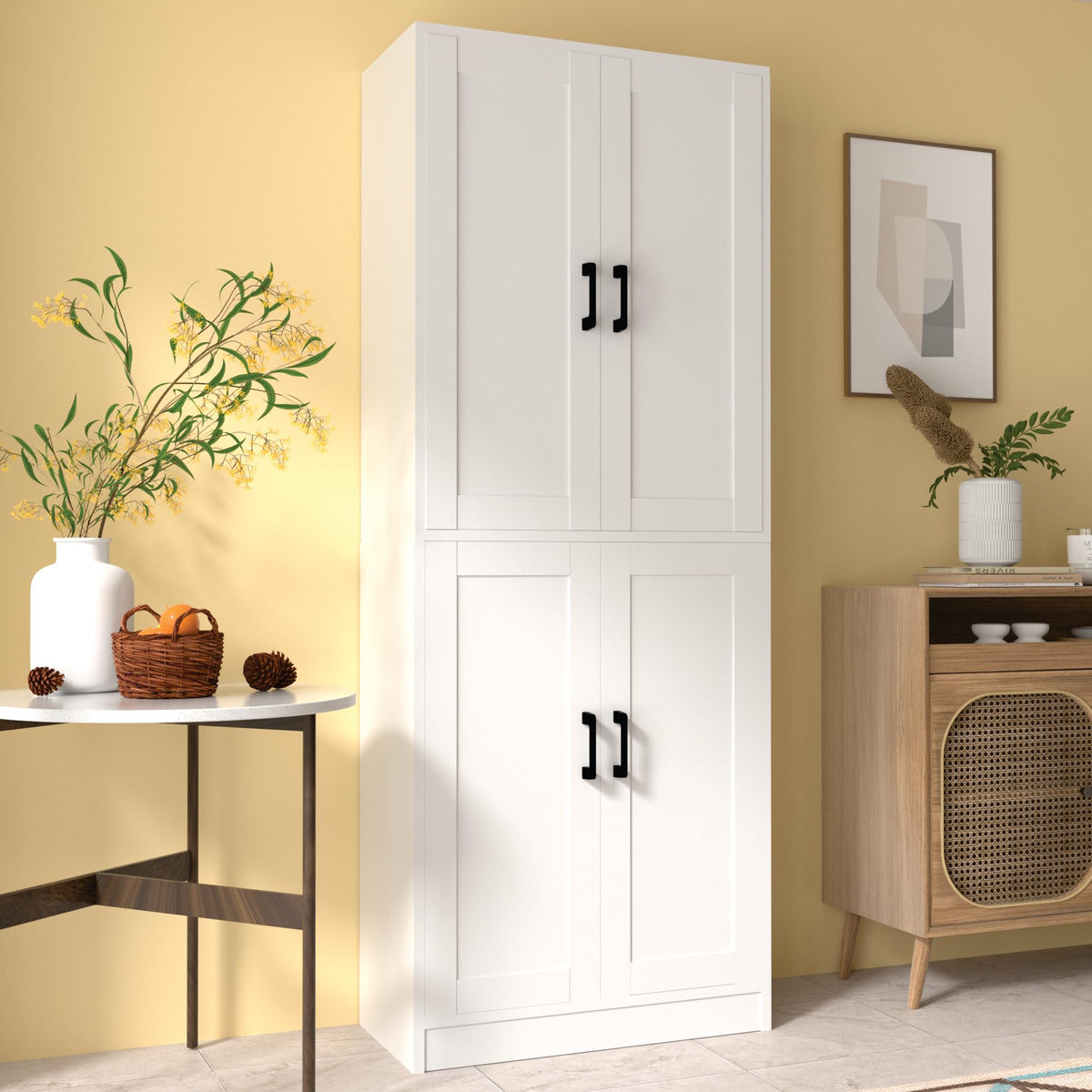 Diyart White Kitchen Pantry Cabinet, 71inch Tall Kitchen Pantry Storage Cabinet With Doors, Kitchen Pantry Hutch With Storage For K