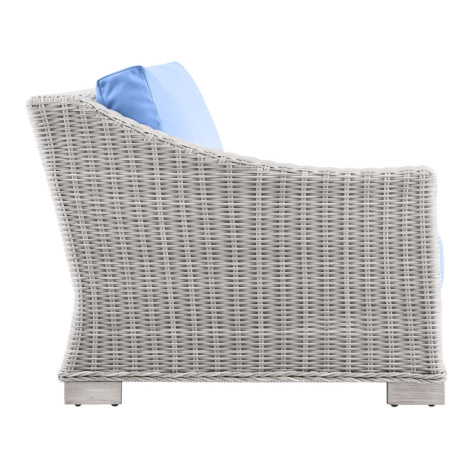 Modway Conway Outdoor Patio Wicker Rattan, Left-Arm Chair, Light Gray Light Blue