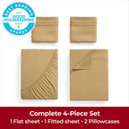 Mellanni California King Sheets Set - 4 Pc Iconic Collection Bedding Sheets & Pillowcases - Hotel Luxury, Extra Soft, Cooling Be