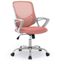 Mcq Home Office Ergonomic Computer Height Adjustable Swivel Mesh Chair With Fixed Armrests And Soft Lumbar Support, Pink