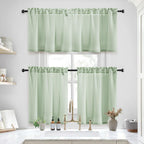 Homeideas Sage Green Kitchen Curtains 30 X 24 Inches 2 Panels Set Non-See-Through Privacy Semi Sheer Short Window Curtains Fish