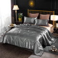 Ntbed Silky Satin Comforter Set Queen Silver, Luxury Soft Microfiber Bedding Lightweight Sexy Wave Quilted Blanket Set With 2 Pi