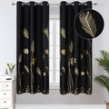 Estelar Textiler Gold And Black Blackout Curtains 2 Panels Set Thermal Insulated Window Curtains Grommet Filed Style Designed Le