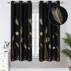 Estelar Textiler Gold And Black Blackout Curtains 2 Panels Set Thermal Insulated Window Curtains Grommet Filed Style Designed Le