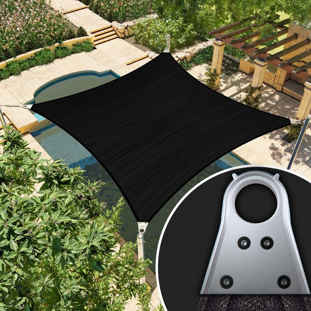 Amgo 7' X 41' Black Rectangle/Square Super Ring Sun Shade Sail Order To Make Upf50+ Agsrr Canopy Awning Shades For Patio, 98% Uv