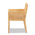 Baxton Studio Karis Modern Rattan Dining Chair, Natural and White (185-11869-HiT)
