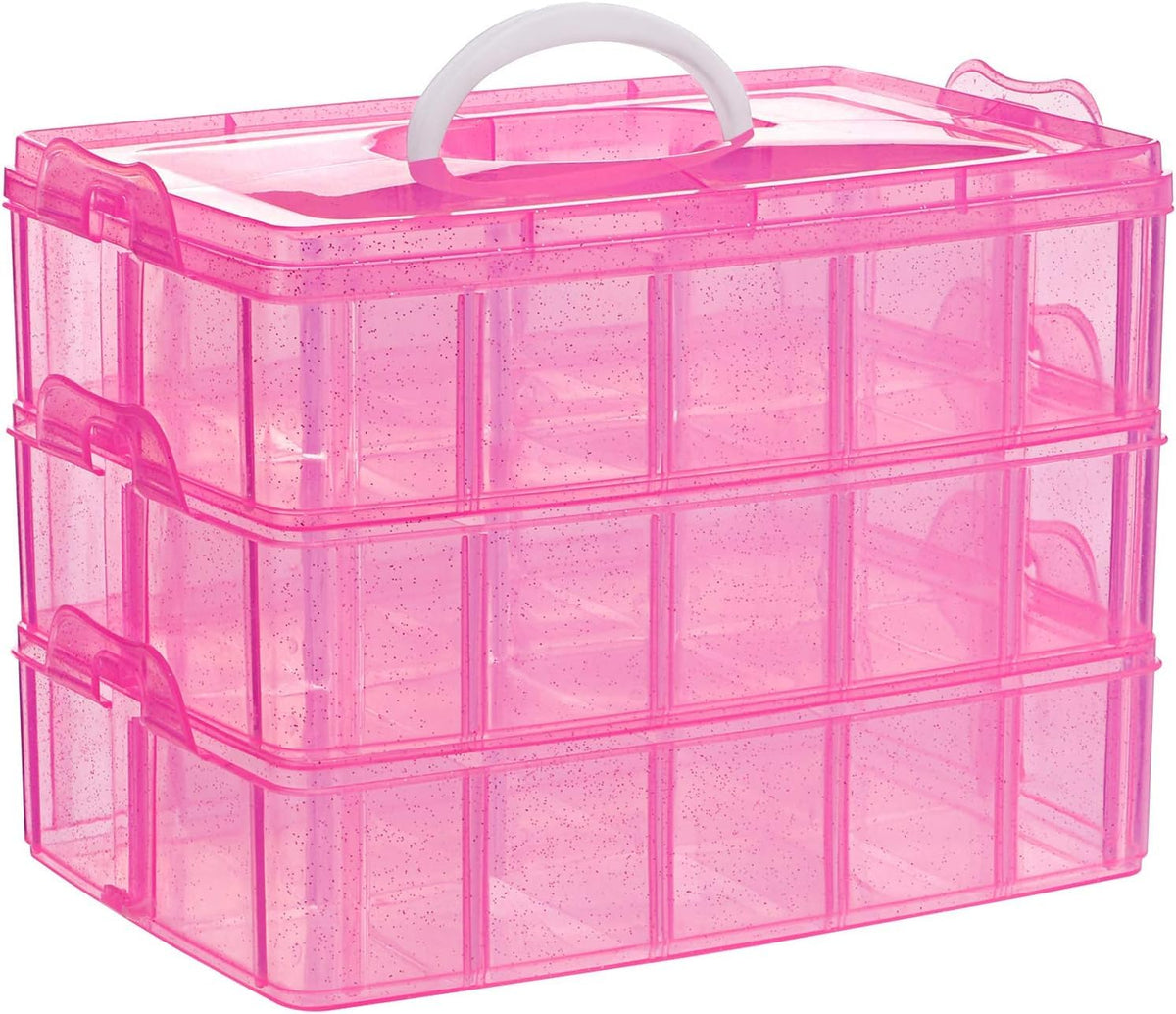 COOFANDY 3 Layer Plastic Craft Jewelry Box with 30 Adjustable Compartments  Craft Storage/Craft Organizers and Storage  Bead O