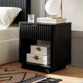 mopio Brooklyn Night Stand, Modern Farmhouse Nightstand, Small Side, Bedside Table with Drawer, End Table with Storage, Fluted P