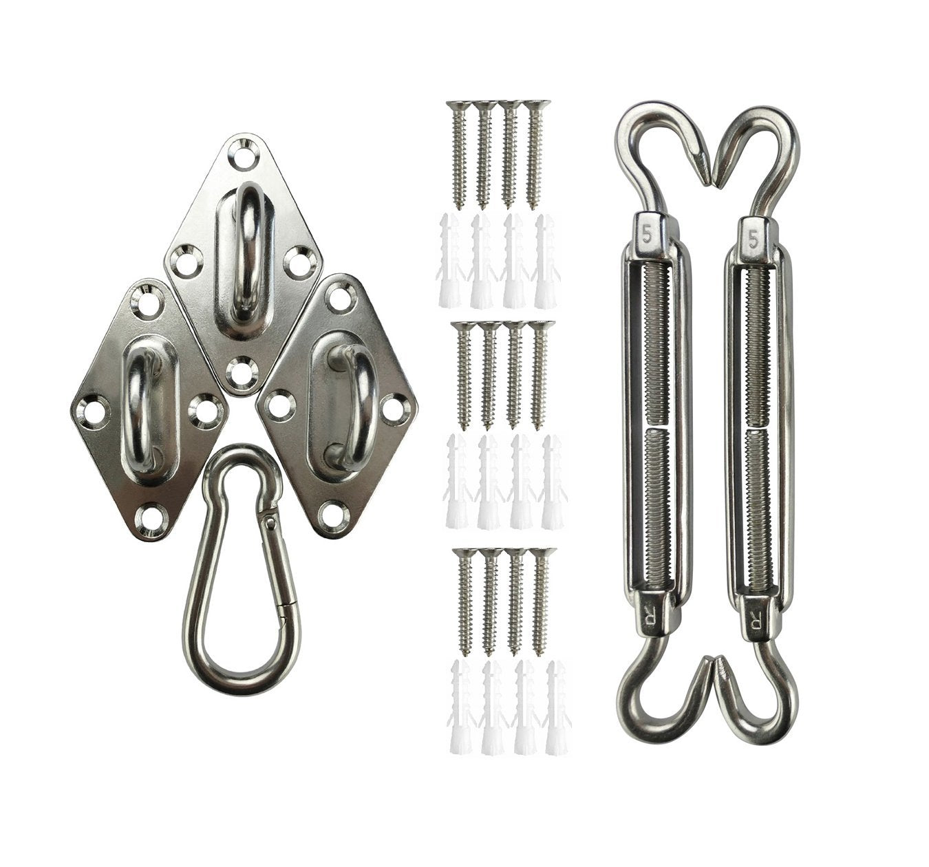 Coscool Shade Sail Hardware Kit For Sun Shade Sails Stainless Steel Installation Hardware Kit (5-Inch Triangular)