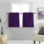 Donren Royal Purple Small Window Room Darkening Curtain Tiers - Thermal Insulated Window Treatment Rod Pocket Curtains (42 By 30 Inch,2 Panels)