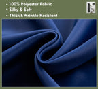 Pi Blackout French Door Curtain 2 Panels,Privacy Thermal Insulated Tie Up Door Window Curtain For Glass Door/Front Door/Sliding Door/Patio Door (W30Xl68,Navy)