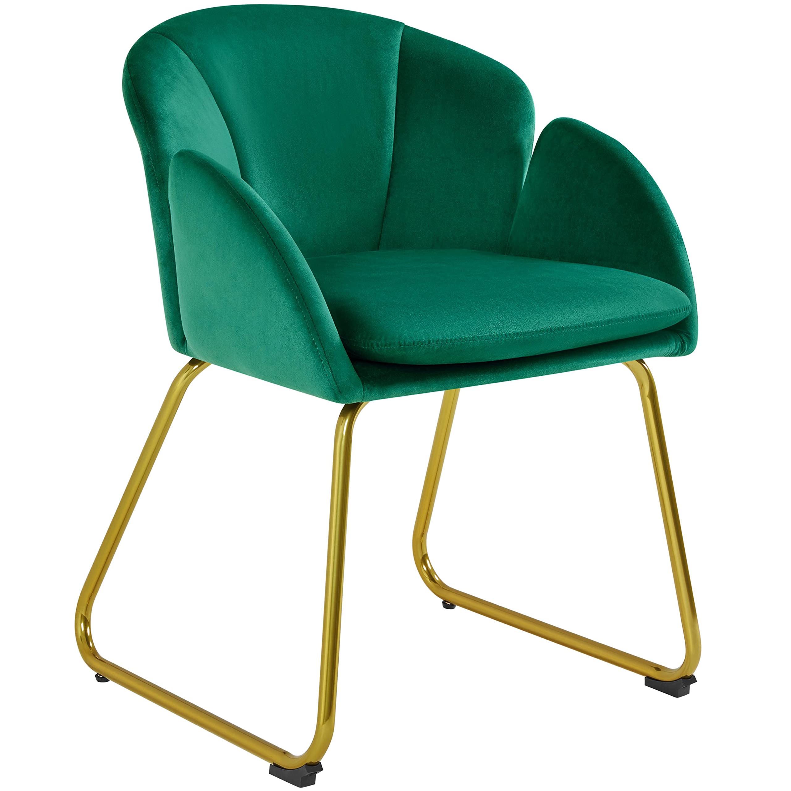 Yaheetech Flower Velvet Vanity Chair, Modern Side Chair Armchair with Golden Metal Legs for Living Room/Dressing Room/Bedroom/Ho