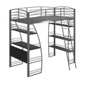 DHP Studio Loft Bunk Bed Over Desk and Bookcase with Metal Frame, Twin, Gray Gray