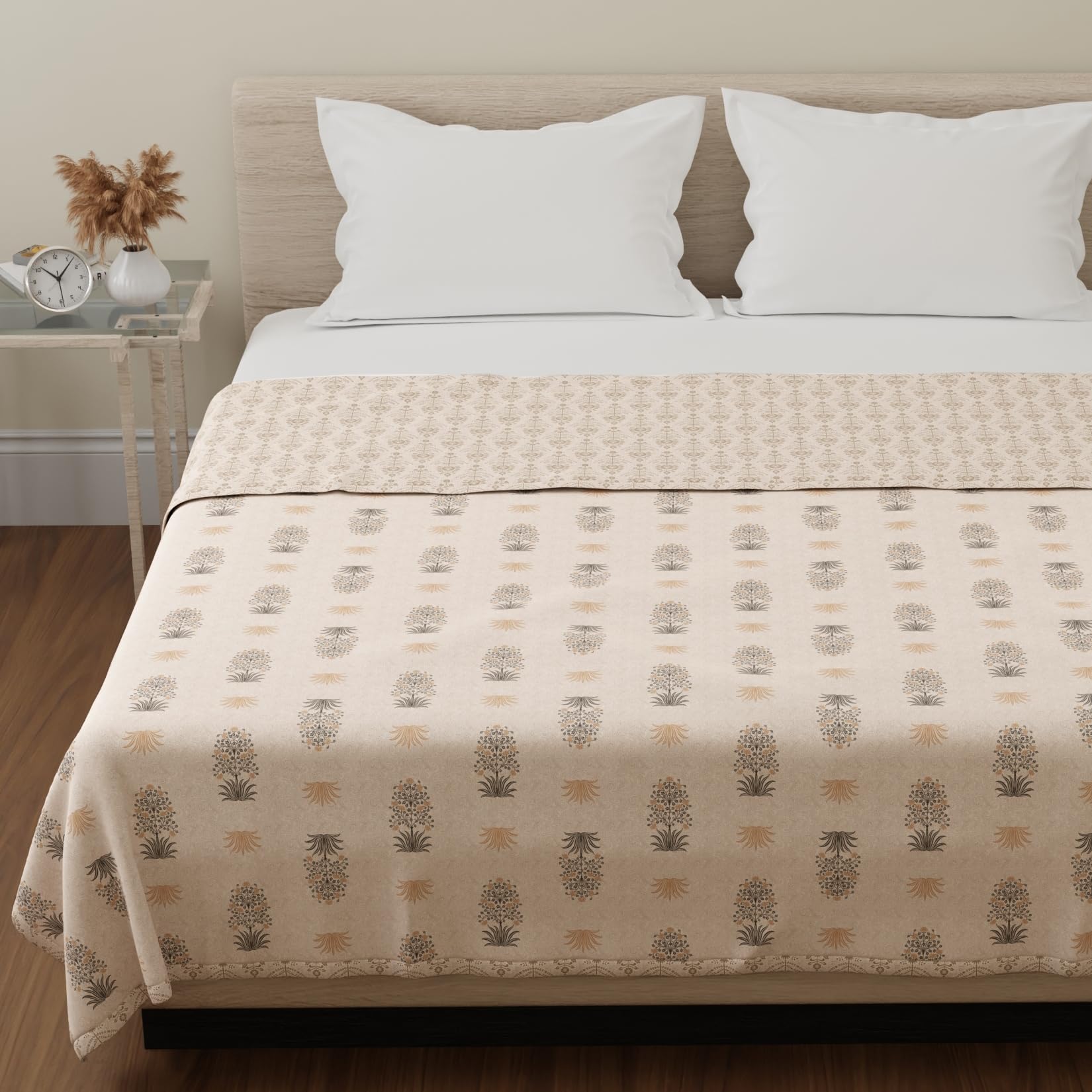 Huesland 100% Cotton Reversible Dohar Single Bed Cotton | Soft Cambric Weave, All Weather Light Ac Blanket | 56 X 89 Inches, Bot