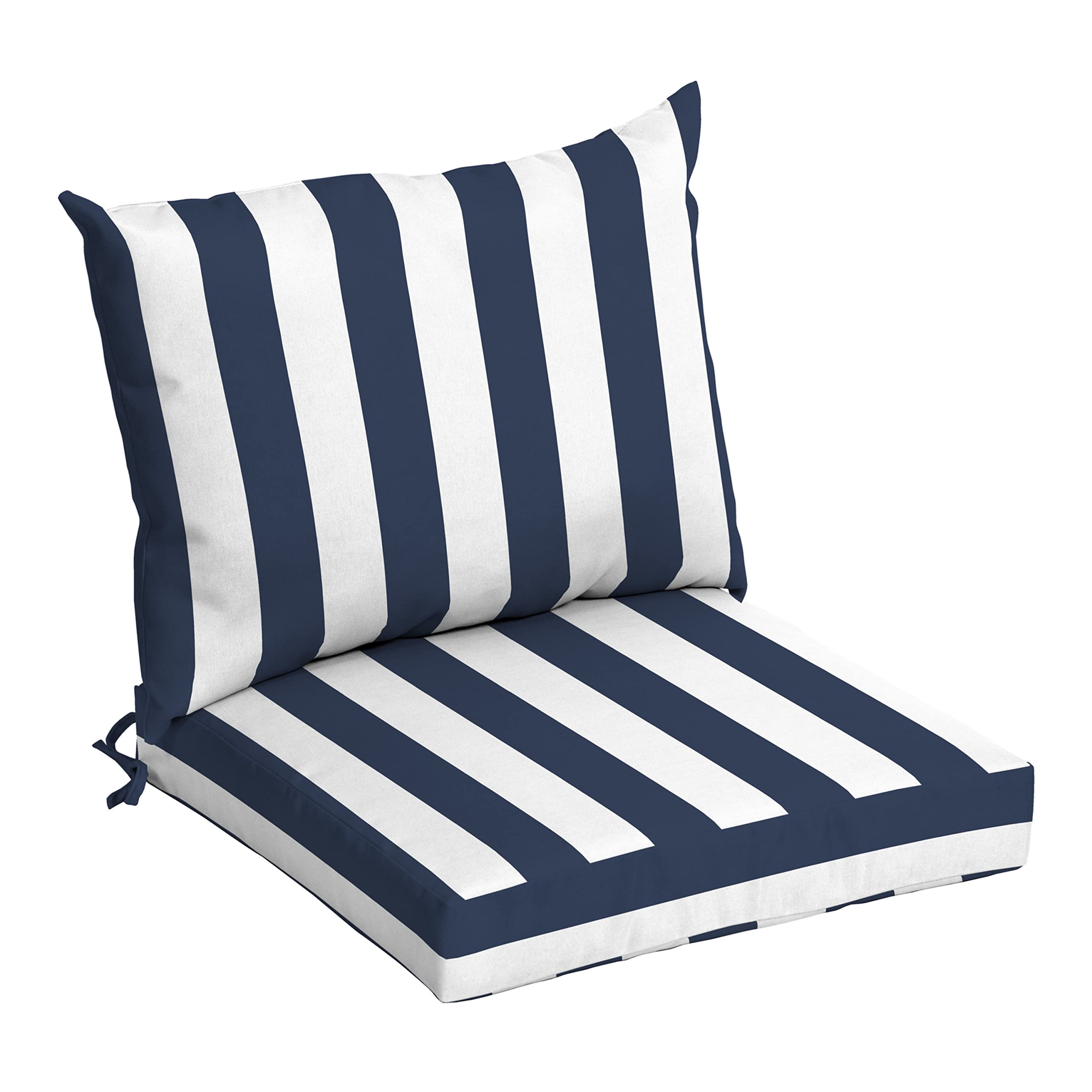 Arden Selections Outdoor Cushion Pillow Back 21 X 21, Sapphire Blue Cabana Stripe