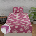 Huesland By Ahmedabad Cotton 144 Tc Elastic Fitted Bedsheets Single Bedwith 1 Pillow Cover | 36X78 Inches | Mauve