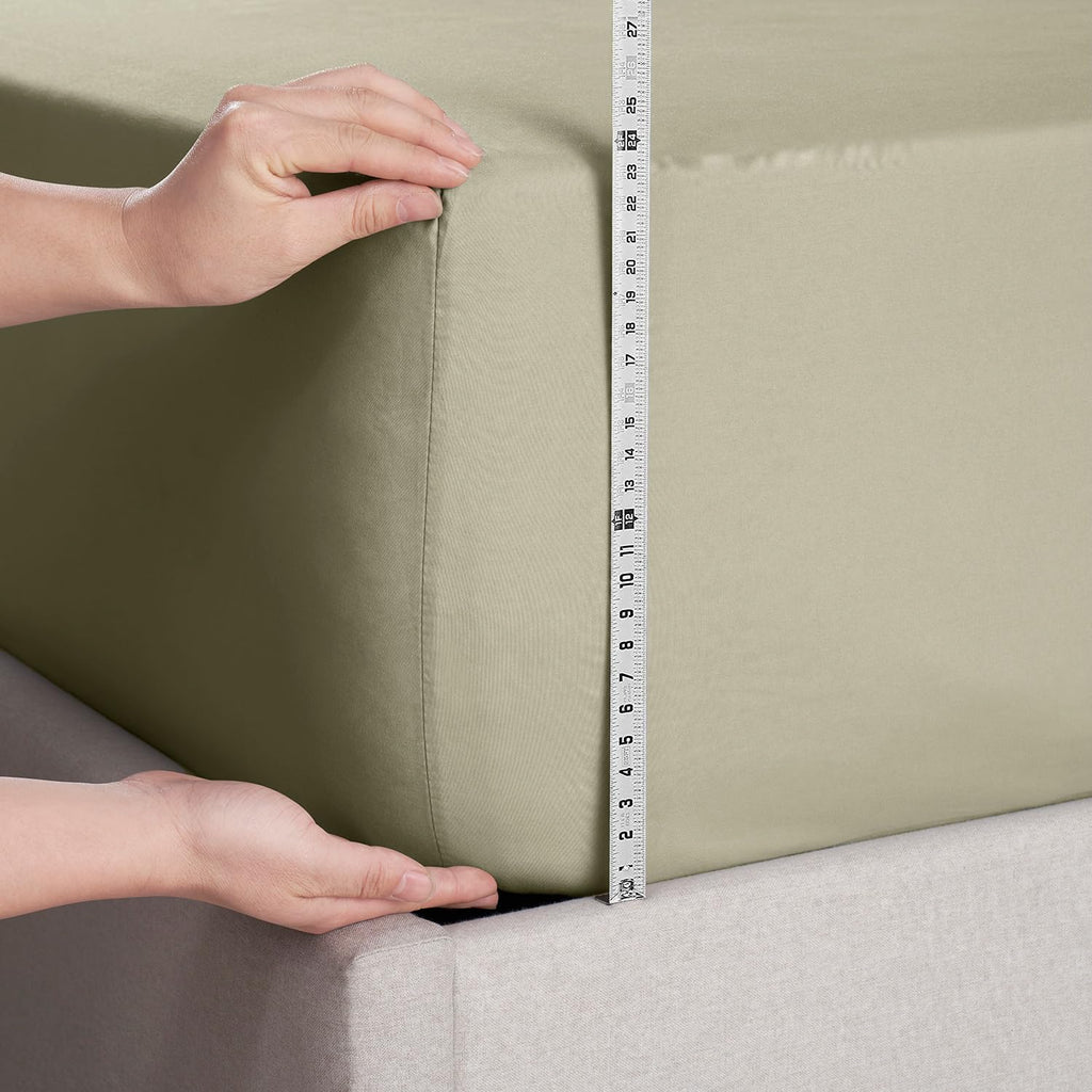 Nestl Extra Deep Pocket Full Fitted Sheet, Olive Green Full Size, 1800 Microfiber, Ultra Soft Fits Up To 24 Inch Mattress